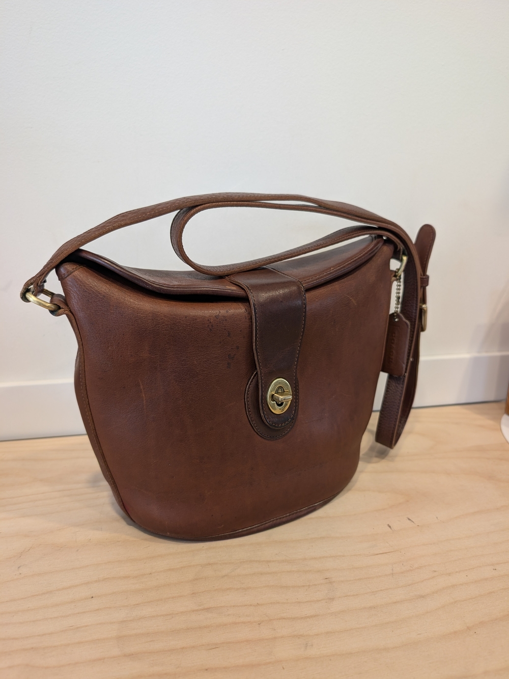 VTG 1995 Coach Nottingham Binocular Bag 9948 - Rare Two-Tone Mahogany & Taupe - Picture 3 of 13